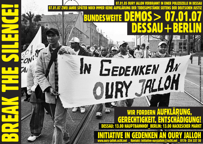 manifestations au 2. anniversaire au mort de Oury Jalloh